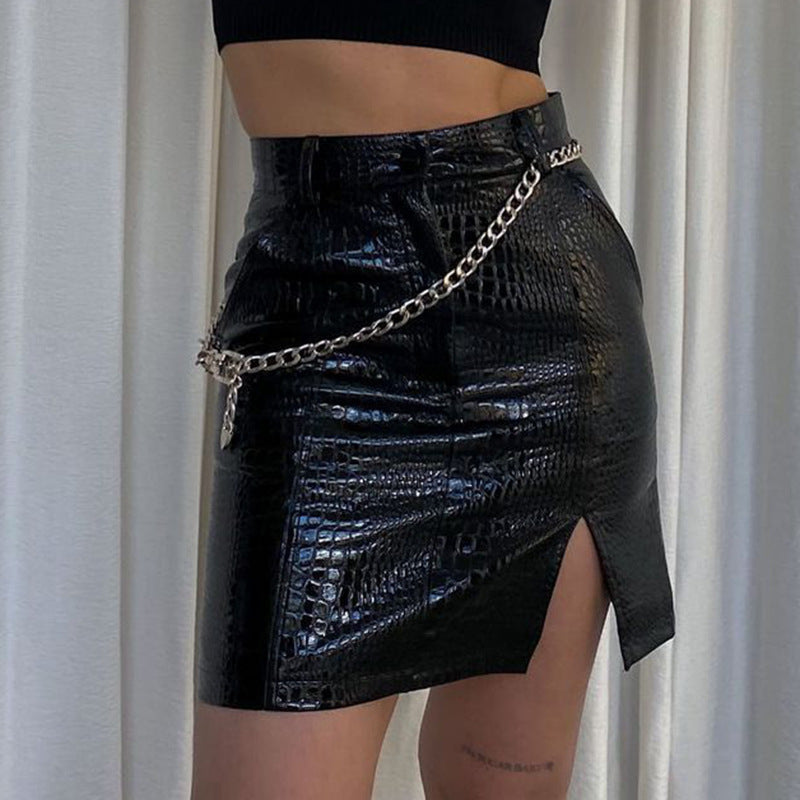 Beltless Solid Color Side Slit Skirt for Women